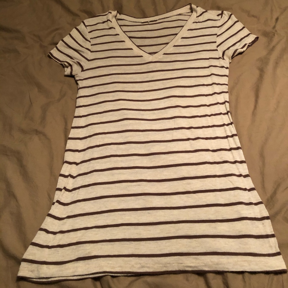 Cream striped v neck